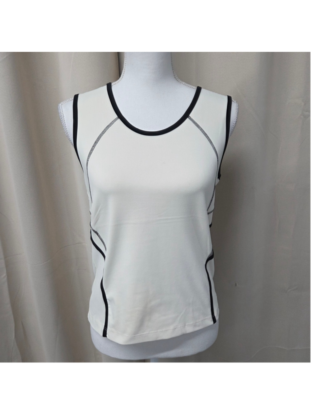 Champion Women's White Tank Top Black Trim Activewear Size L